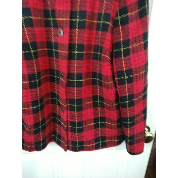 SAG Harbor Collared Front Button Red Plaid Jacket Size 14 - Picture 4 of 14